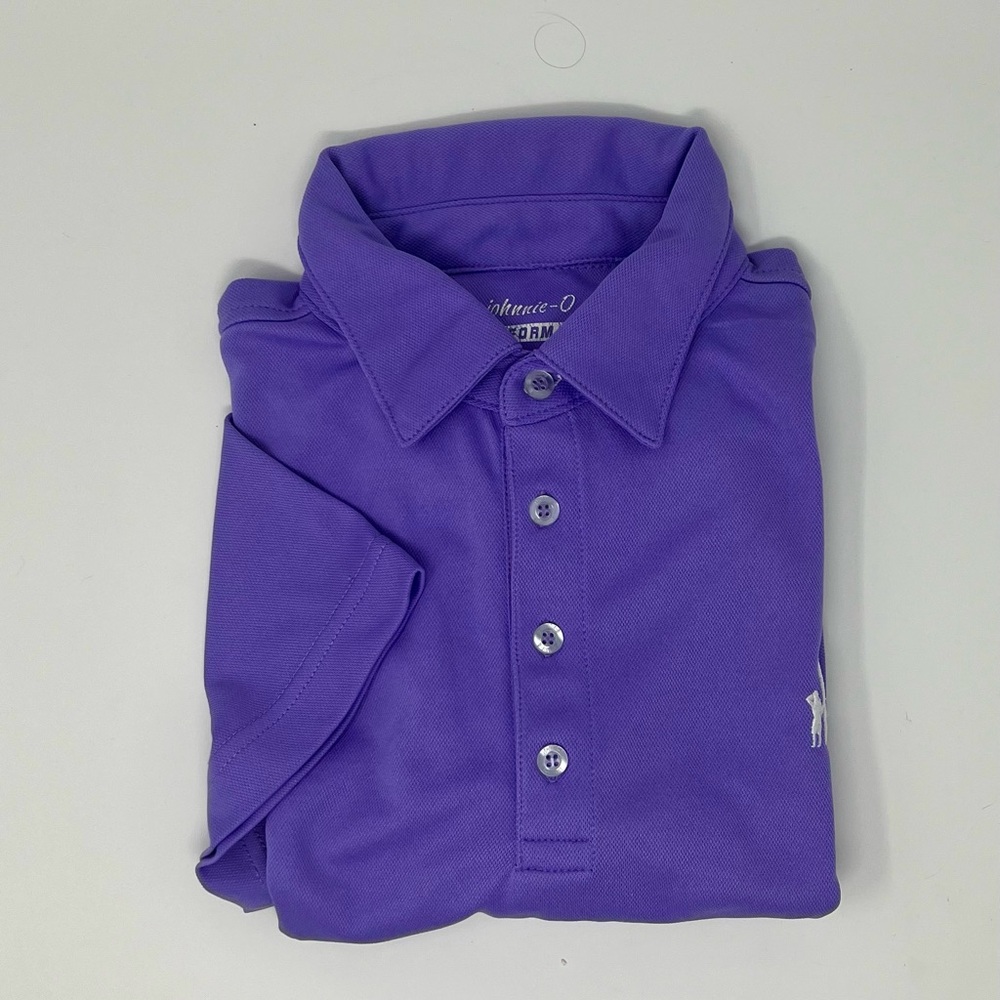 Men’s Johnnie-o purple short sleeve polo shirt. Size M. Performance fabric.